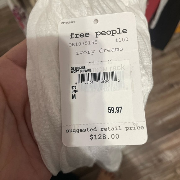 Free People Sea of Love Blouse Ivory NWOT Boho Eyelet Bell Sleeve - Picture 10 of 11